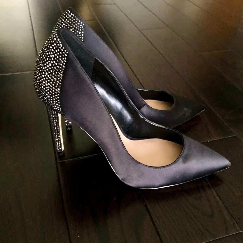 ALDO black satin shoes with stones